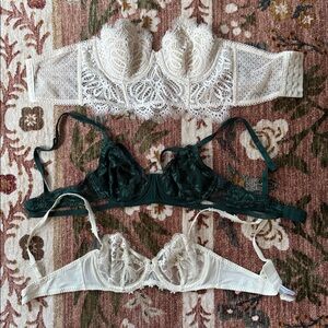 Set of 3 Lace Bras - Free People, Simone Perèle, Victoria’s Secret